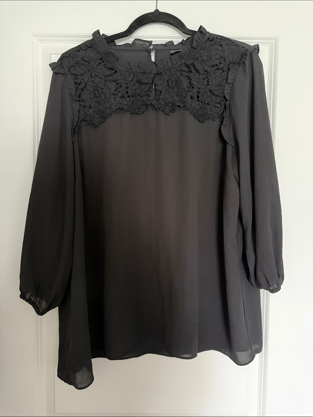 City Chic Black Lace Yoke Blouse